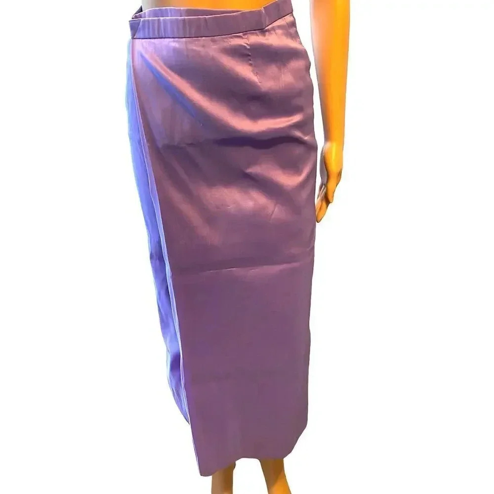 VTG Y2K Handmade Purple Silk Skirt Asian Women Traditional Size XS-S